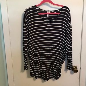 Navy & White Striped Shirt Sz L